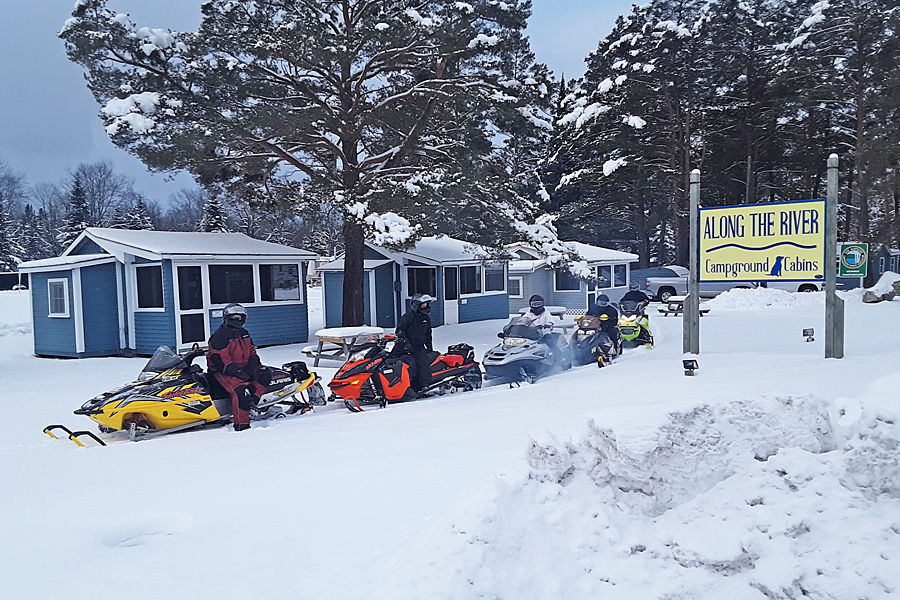 Snowmobilers and Cabins